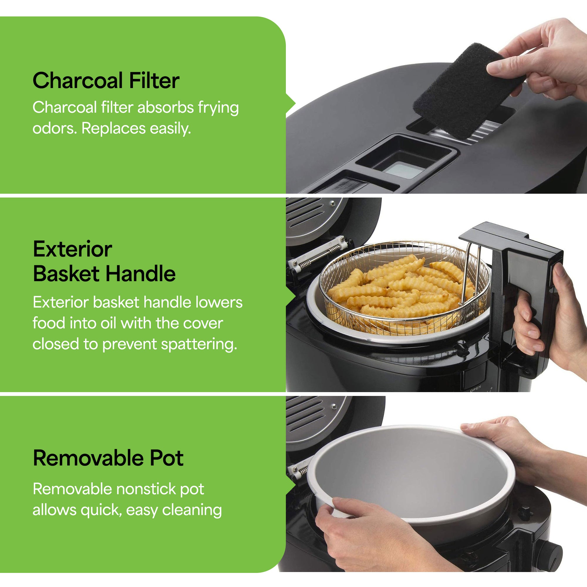 Presto 05442 Electric Deep Fryer, Cool Touch Compact Fryer, Easy Clean(Open Box) - VMInnovations