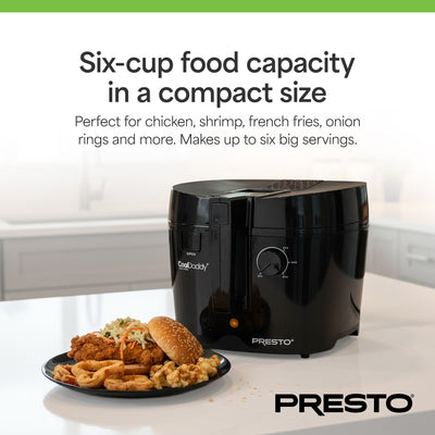 Presto 05442 Electric Deep Fryer, Cool Touch Compact Fryer, Easy Clean(Open Box)