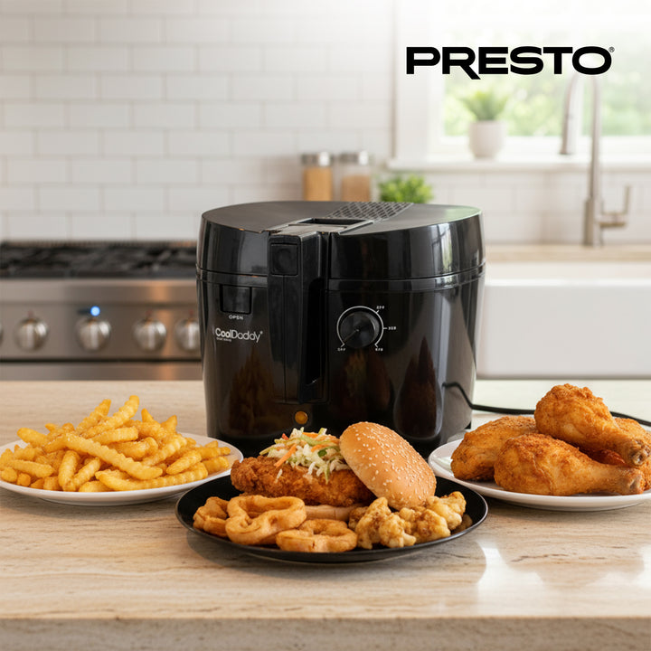 Presto 05442 Electric Deep Fryer, Cool Touch Compact Fryer, Easy Clean, Black