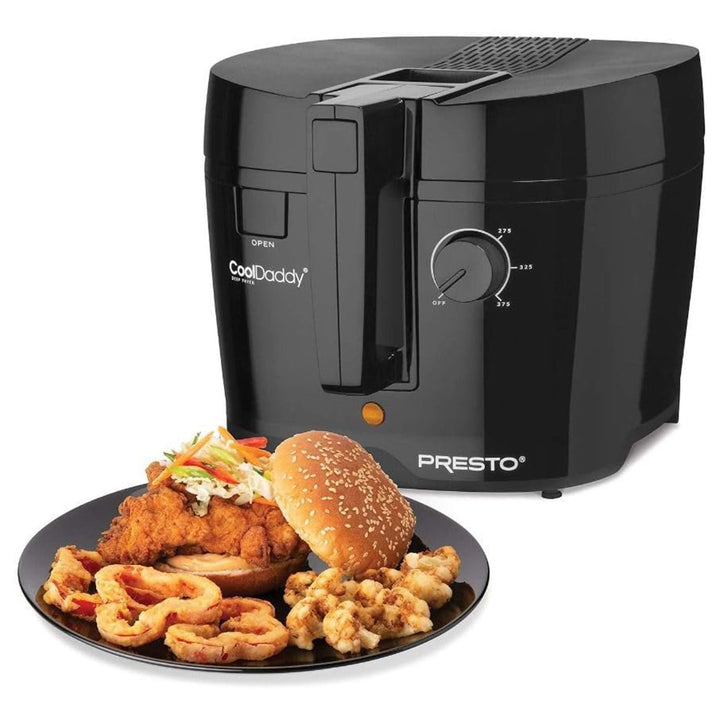 Presto 05442 Electric Deep Fryer, Cool Touch Compact Fryer, Easy Clean, Black