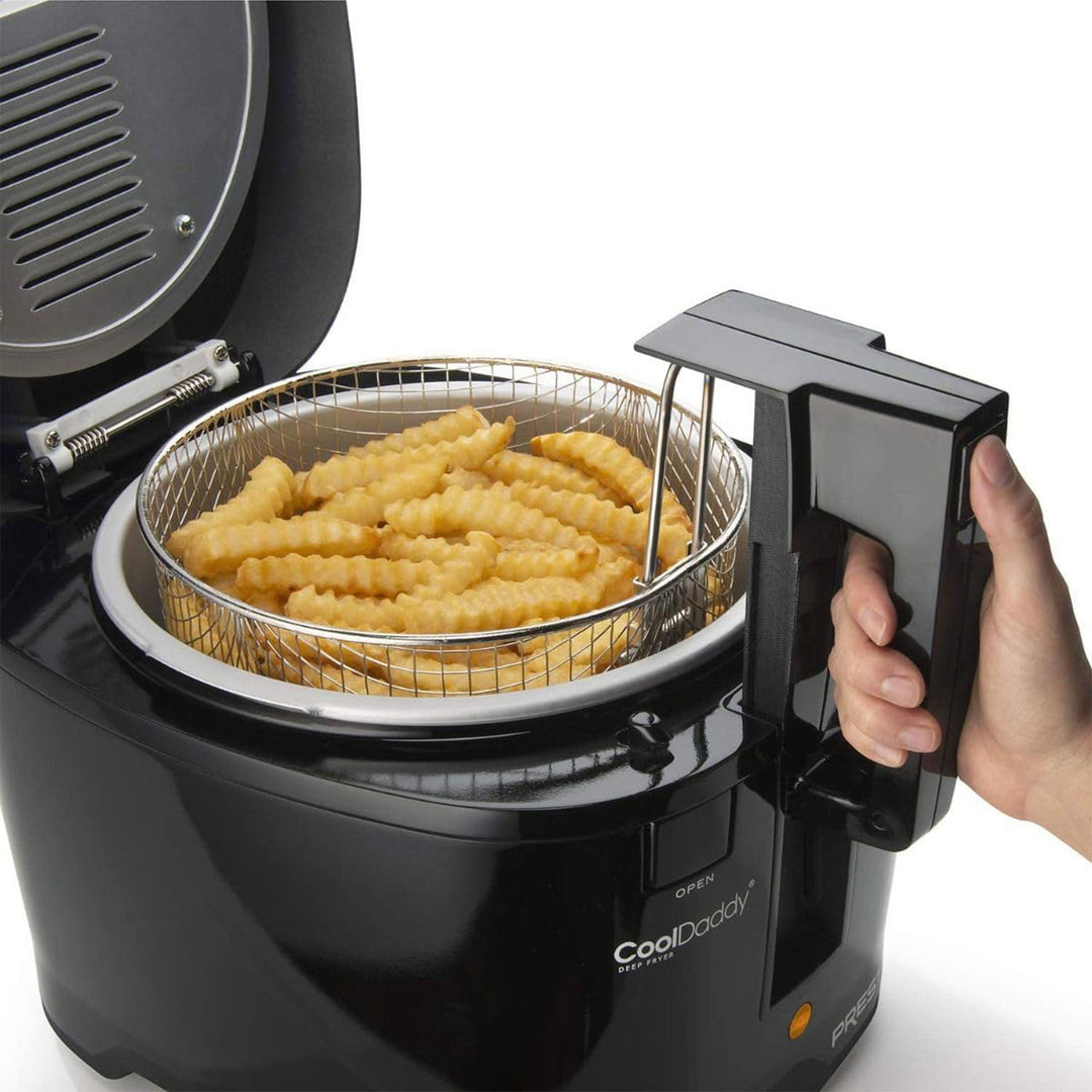 Presto 05442 Electric Deep Fryer, Cool Touch Compact Fryer, Easy Clean, Black