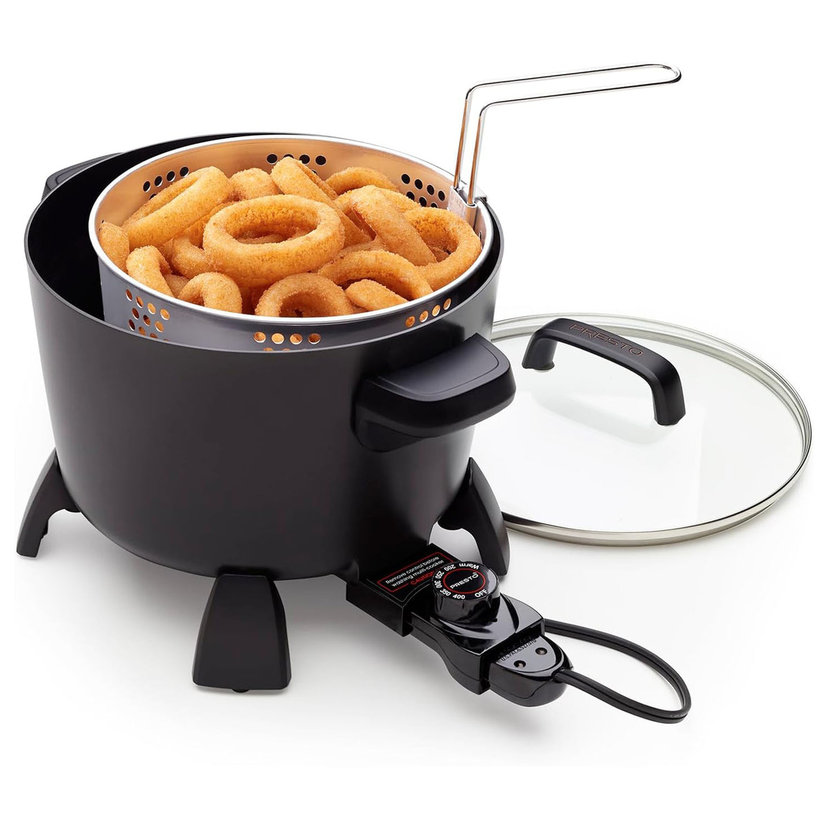Presto Big Kettle Multi Cooker Steamer &Deep Fryer w/Glass Lid, Black (Open Box) - VMInnovations
