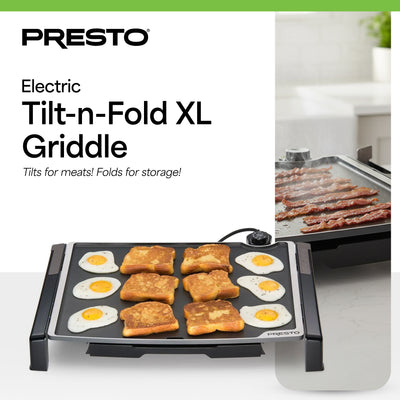 Presto Tilt-n-Fold XL Griddle, Nonstick Ceramic Cooking Surface (Open Box) - VMInnovations