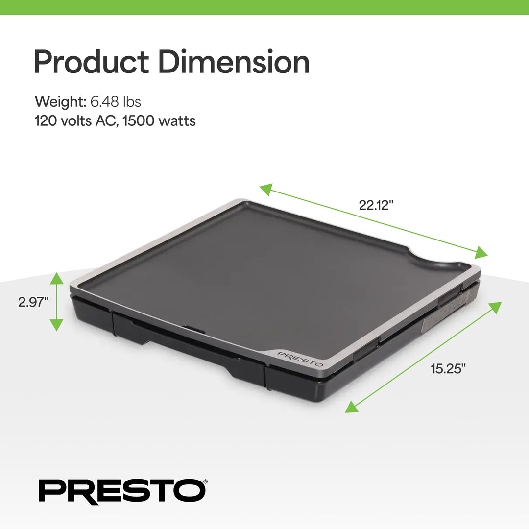 Presto 07073 Electric Tilt-n-Fold XL Griddle, Nonstick Ceramic Cooking Surface