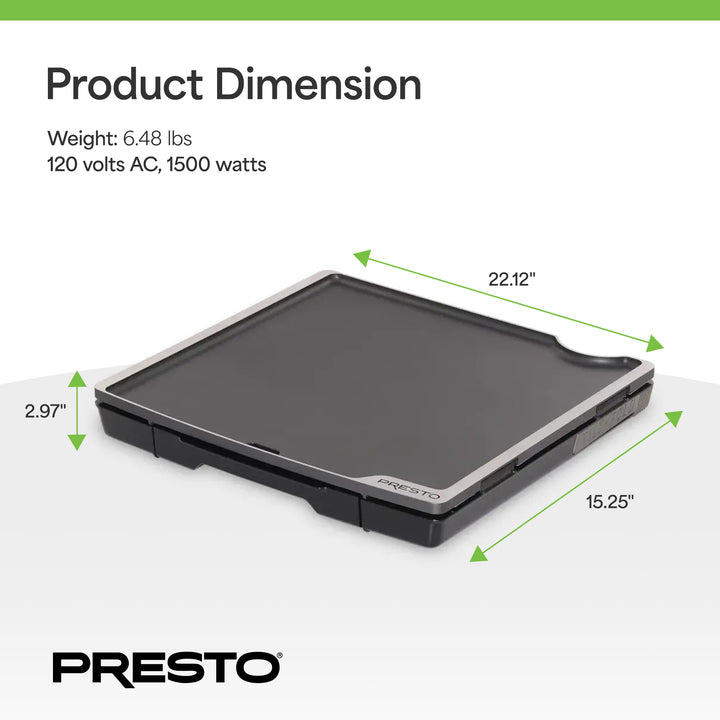 Presto 07073 Electric Tilt-n-Fold XL Griddle, Nonstick Ceramic Cooking Surface