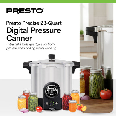 Presto 23qt Digital Pressure & Water Boiling Canner, LED Display (Open Box) - VMInnovations