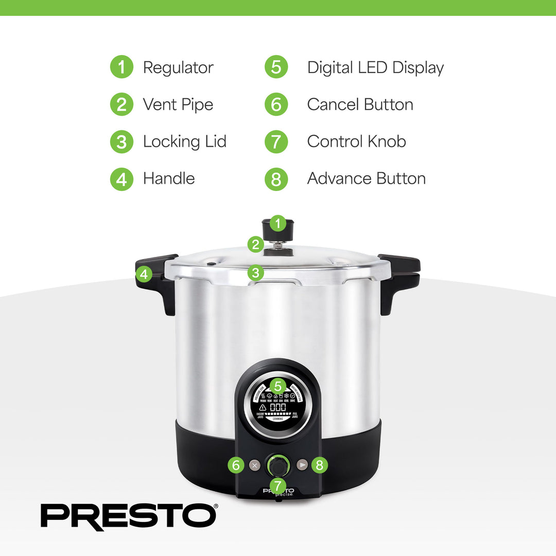 Presto 23 Quart Digital Pressure and Water Boiling Canner, LED Digital Display