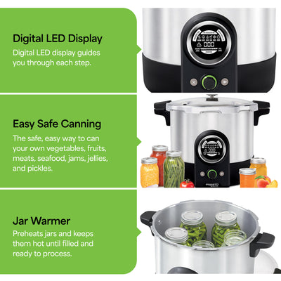 Presto 16 Quart Digital Pressure and Water Boiling Canner (Open Box) - VMInnovations