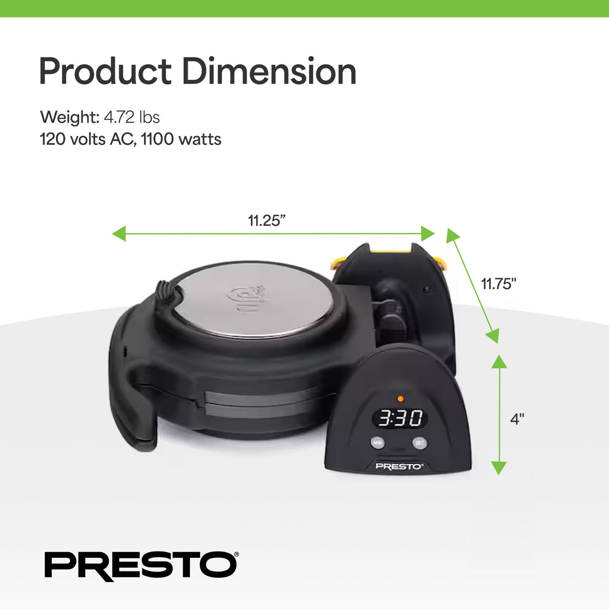Presto FlipSide Belgian Waffle Maker w/Nonstick Ceramic Plates, Black (Open Box)