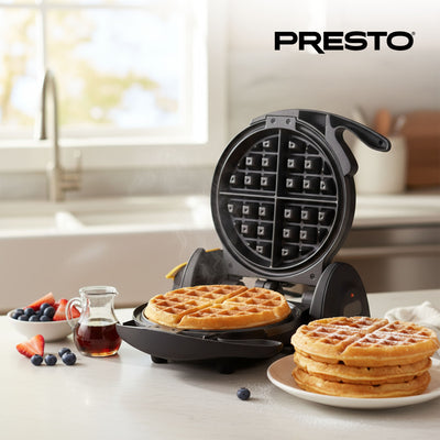 Presto FlipSide Belgian Waffle Maker w/Nonstick Ceramic Plates, Black (Open Box)