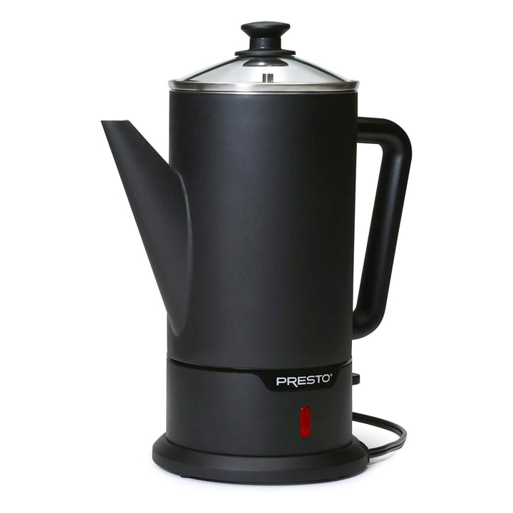 Presto 02815 Cordless Coffee Maker Stainless Steel Percolator, Easy Pour, Black