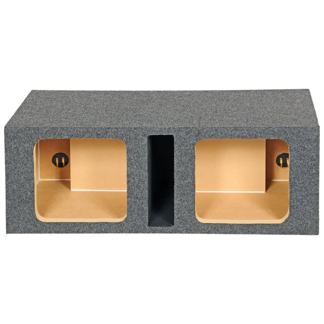 Q Power 10-Inch Vented Heavy Duty Subwoofer Enclosure with 2 Square Holes, Grey