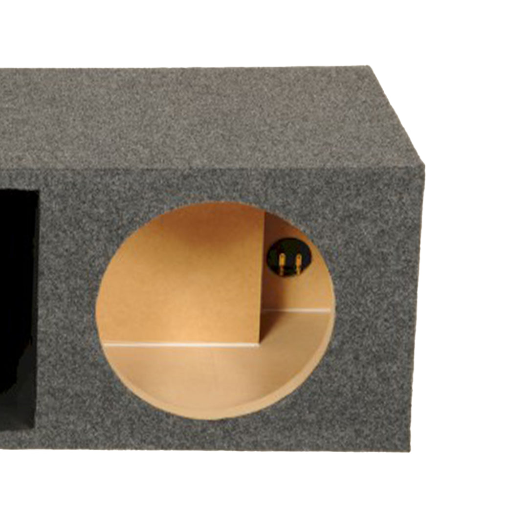 Q Power 2 Hole 10-Inch Vented Heavy Duty Subwoofer Enclosure, Charcoal Grey