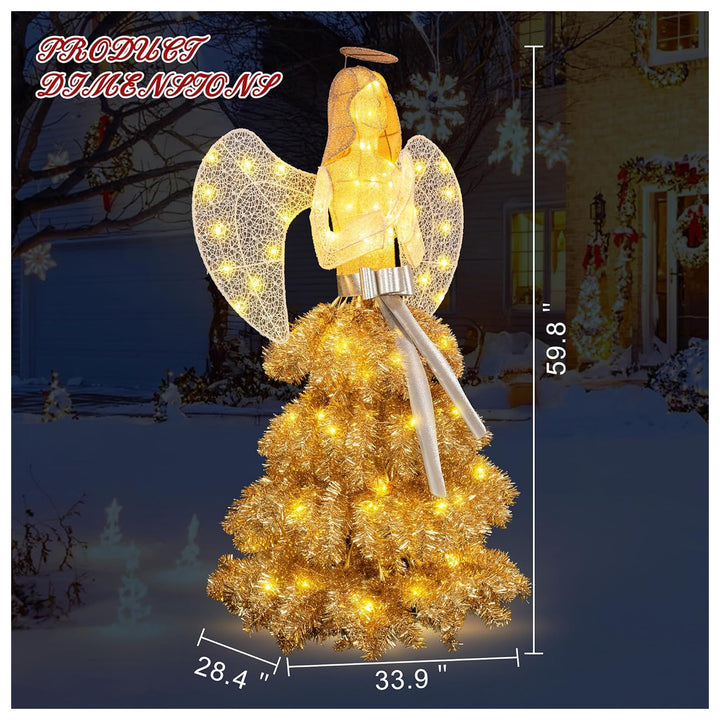 DL-win Lighted Angel Yard Decoration, 3D Outdoor LED Statue, Gold/White(Used) - VMInnovations