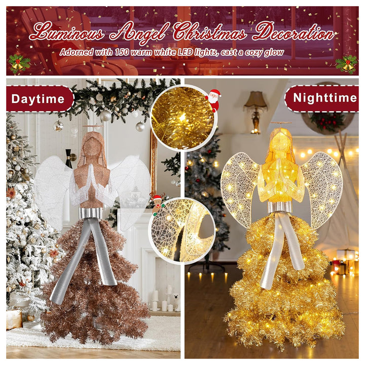 DL-win Lighted Angel Yard Decoration, 3D Outdoor LED Statue, Gold/White(Used) - VMInnovations