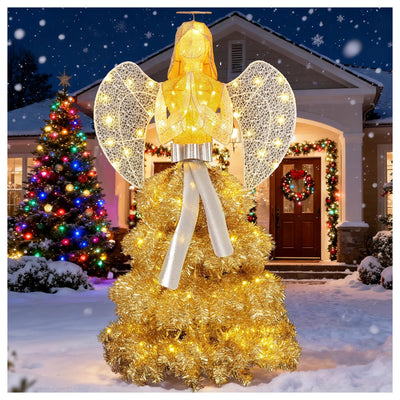 DL-win Lighted Angel Yard Decoration, 3D Outdoor LED Statue, Gold (Used) - VMInnovations