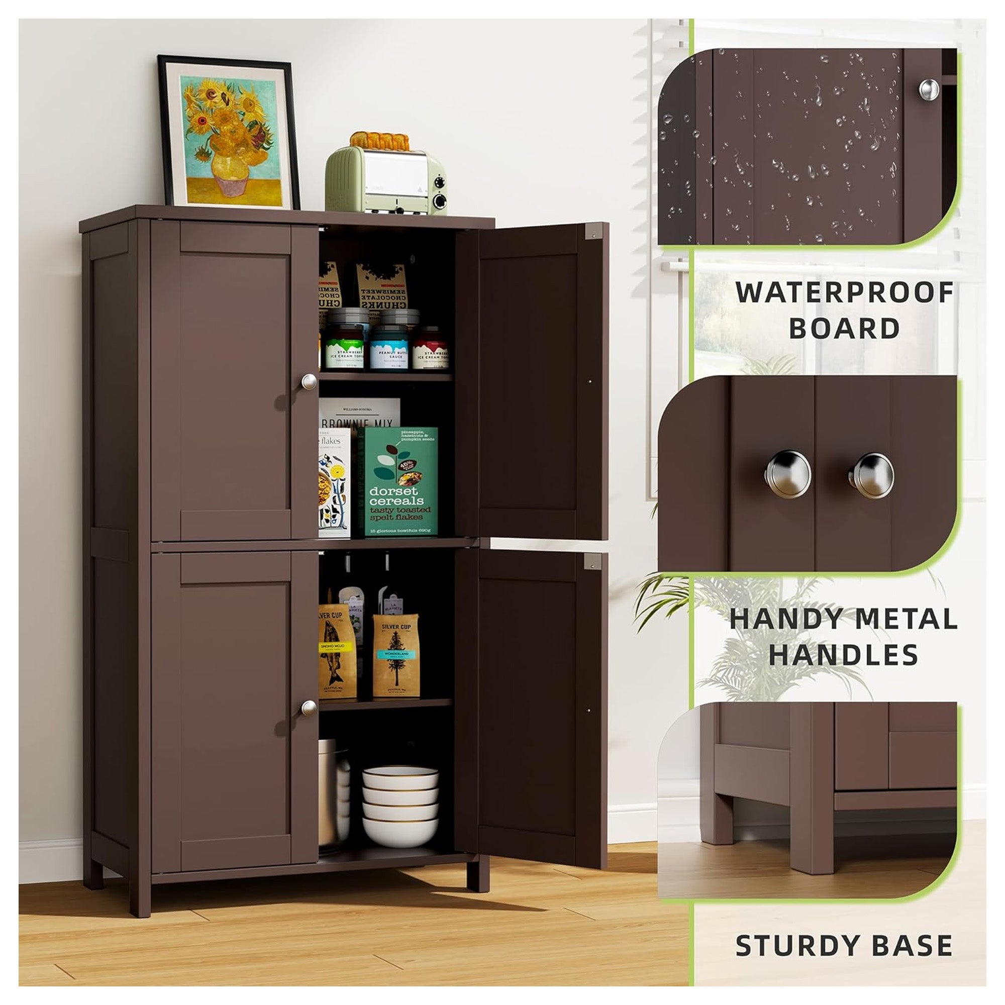Vongrasig Storage Cabinet, Bathroom Storage Unit, Reddish Brown (For Parts) - VMInnovations