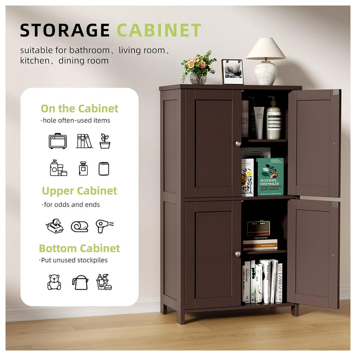 Vongrasig Floor Storage Cabinet, Bathroom Storage Unit, Reddish Brown (Used) - VMInnovations