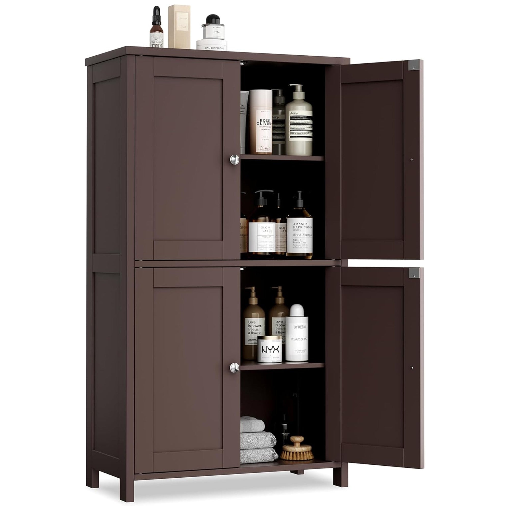 Vongrasig Storage Cabinet, Bathroom Storage Unit, Reddish Brown (For Parts) - VMInnovations