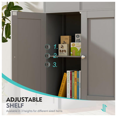 Vongrasig Bathroom Storage Cabinet, Freestanding Pantry Cabinet, Grey(Open Box) - VMInnovations