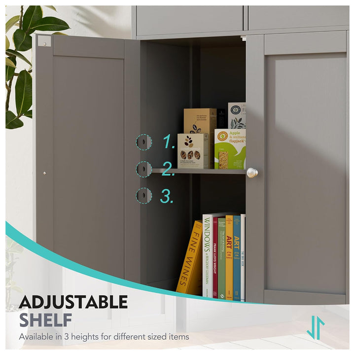 Vongrasig Bathroom Storage Cabinet, Freestanding Pantry Cabinet, Grey(Open Box) - VMInnovations