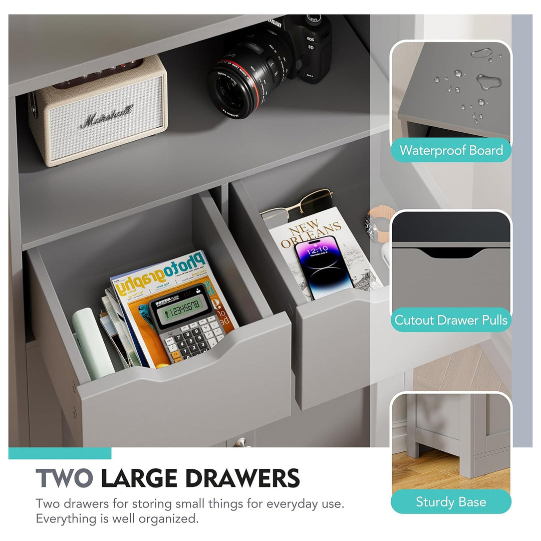 Vongrasig Bathroom Storage Cabinet, Freestanding Pantry Cabinet, Grey(Open Box) - VMInnovations