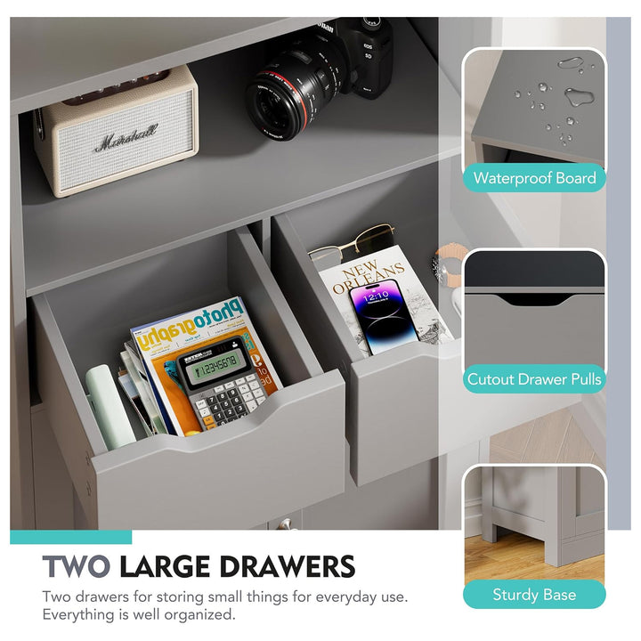 Vongrasig Bathroom Storage Cabinet, Freestanding Pantry Cabinet, Grey(Open Box) - VMInnovations