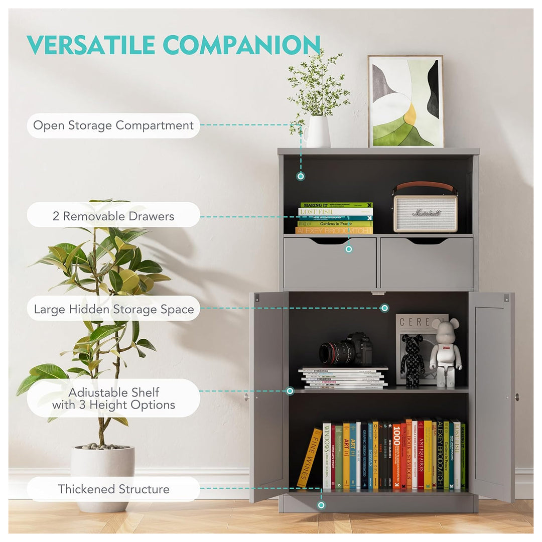 Vongrasig Bathroom Storage Cabinet, Freestanding Pantry Cabinet, Grey(Open Box) - VMInnovations