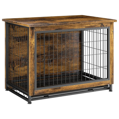 JY QAQA Wooden Dog Crate Table, Double-Door Dog Cage Kennel, Brown (Open Box) - VMInnovations