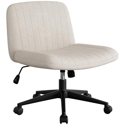 SUNLEI  Office Chair with Wheels, Armless Wide Desk Chair, White(Open Box) - VMInnovations