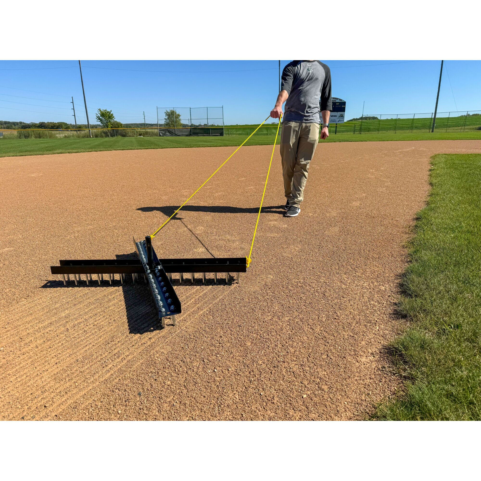Yard Tuff Cross Drag Leveling Tool, 60 Steel Spikes for Fields and Arenas, Black - VMInnovations