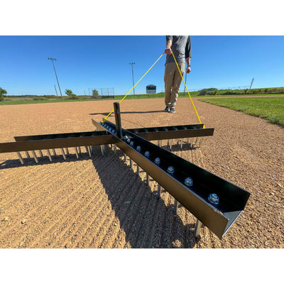 Yard Tuff Cross Drag Leveling Tool, 60 Steel Spikes for Fields and Arenas, Black - VMInnovations