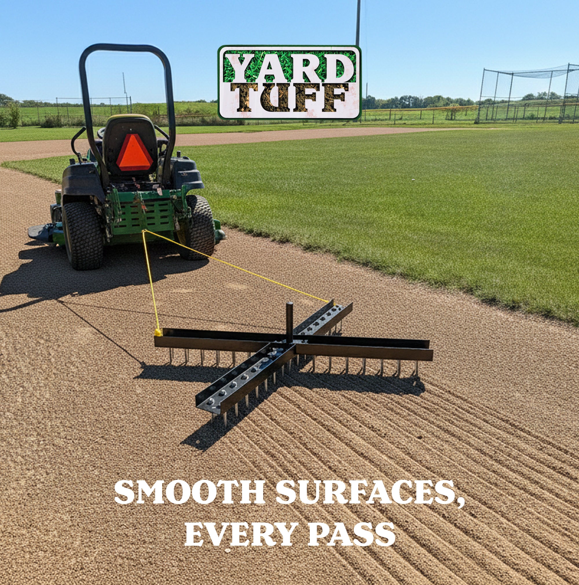 Yard Tuff Cross Drag Leveling Tool, 60 Steel Spikes for Fields and Arenas, Black - VMInnovations