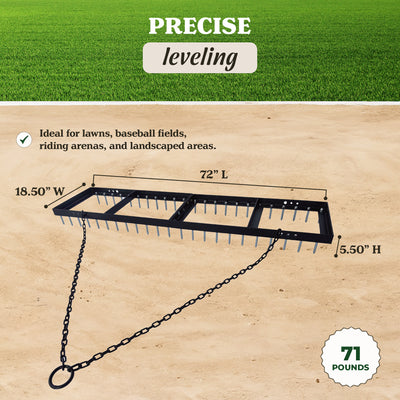Yard Tuff Spike Drag, Tow Behind Lawn Field Leveling Attachment, 6 Ft Wide - VMInnovations