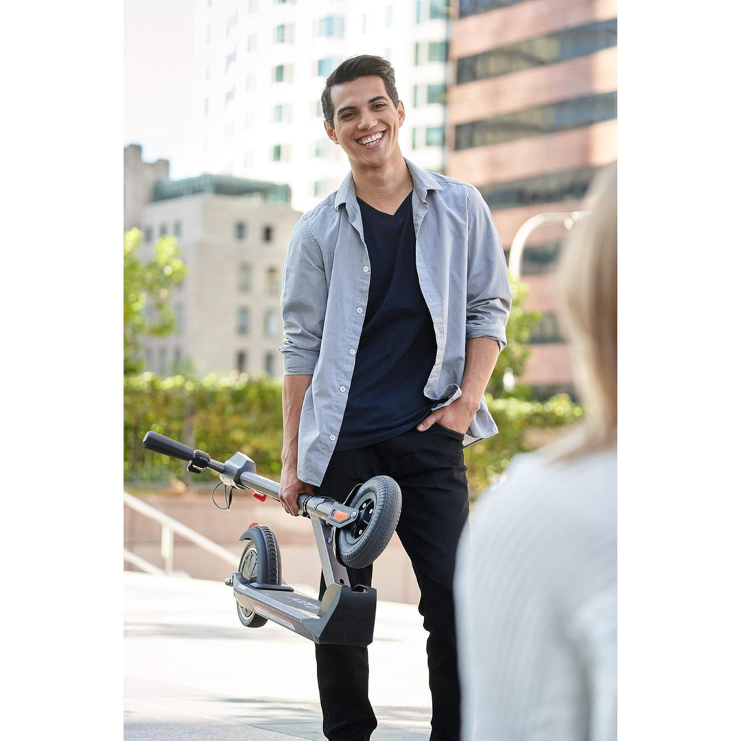 Razor E Prime III Electric Scooter, 8" Front Tire, LED Lights, Rear Drive, Grey