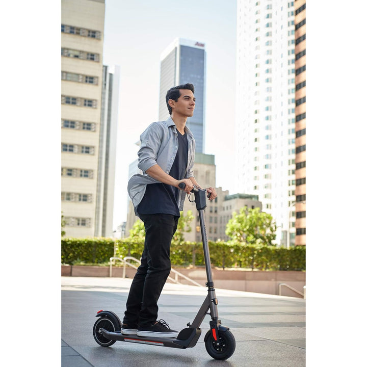 Razor E Prime III Electric Scooter, 8" Front Tire, LED Lights, Rear Drive, Grey