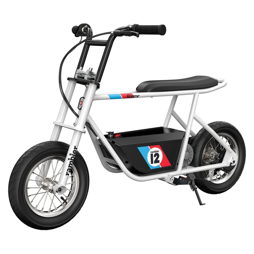 Razor Rambler 12 Electric Retro Minibike w/ 250W Motor & 24V Battery, White