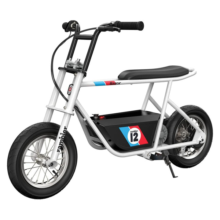Razor Rambler 12 Electric Retro Minibike w/ 250W Motor & 24V Battery, White