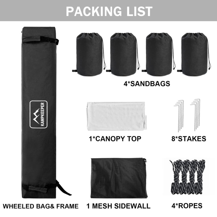 KAMPKEEPER 10x10 Pop Up Canopy Tent with Netting, Outdoor Sun Shade, White - VMInnovations