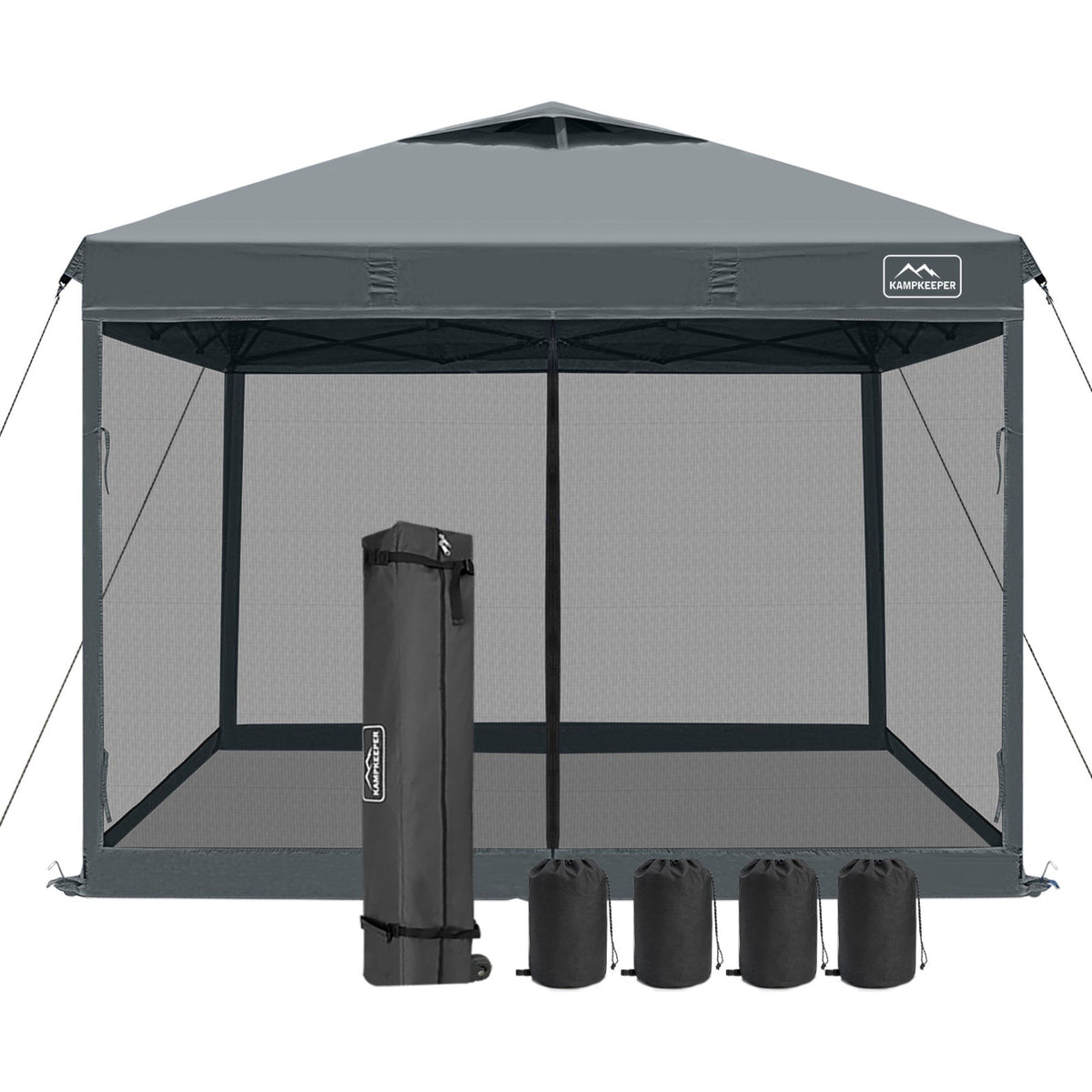 KAMPKEEPER 10x10 Pop Up Canopy Tent with Netting, Outdoor Sun Shade (Open Box)