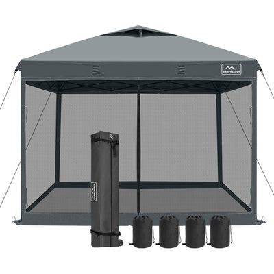 KAMPKEEPER 10x10 Pop Up Canopy Tent with Netting, Outdoor Sun Shade (Open Box)