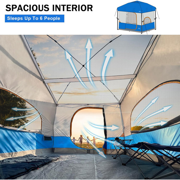 KAMPKEEPER 10x10 Pop Up Canopy w/ Camping Inner Tent, Fits 6 Person, Light Blue