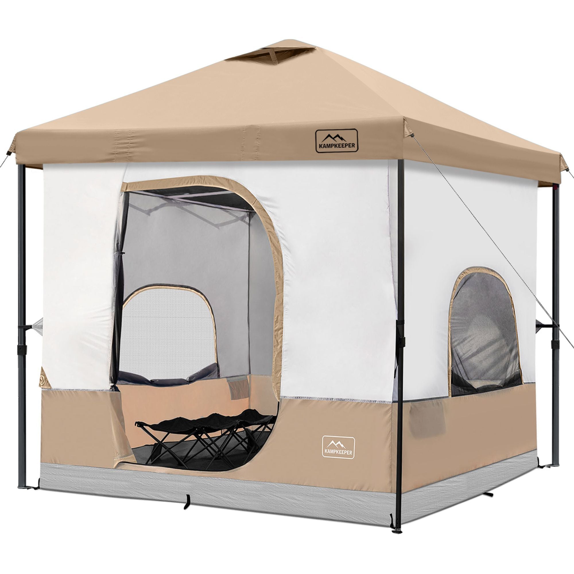 KAMPKEEPER 10x10 Pop Up Canopy with Camping Inner Tent, Fits 6 Person, (Used)