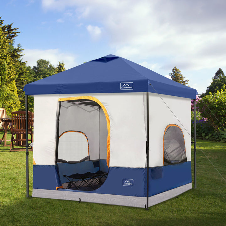 KAMPKEEPER 10x10 Pop Up Canopy with Camping Inner Tent, Fits 6 Person, Navy Blue