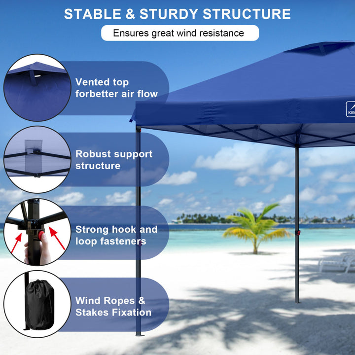 KAMPKEEPER 10x10 Pop Up Canopy Tent with 2 Sidewalls for Outdoor Use, Navy Blue
