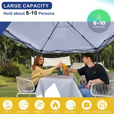 KAMPKEEPER 10x10 Pop Up Canopy Tent with 2 Sidewalls, Navy Blue (Open Box)