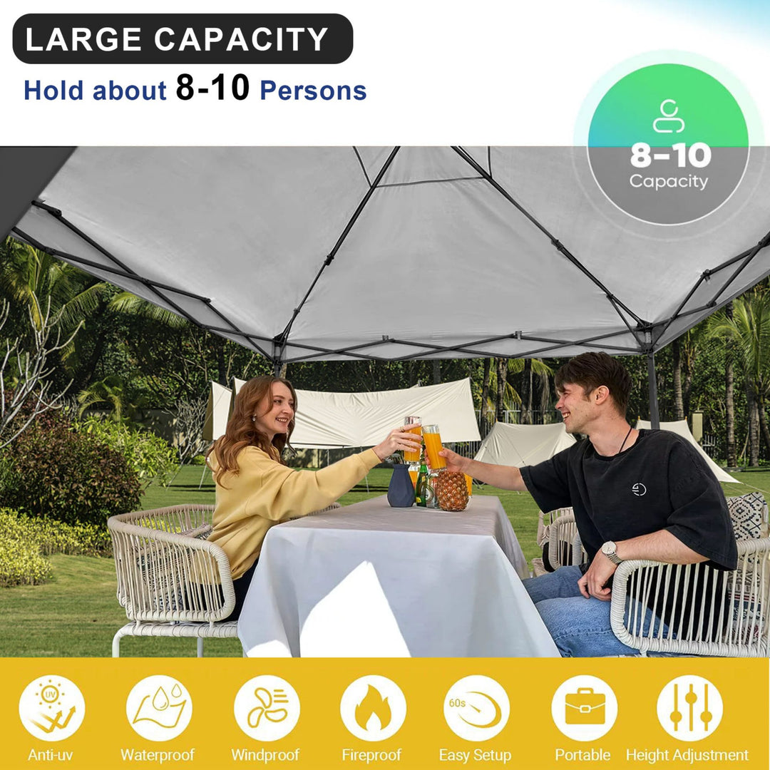 KAMPKEEPER 10x10 Pop Up Canopy Tent with 2 Sidewalls for Outdoor Use, Black
