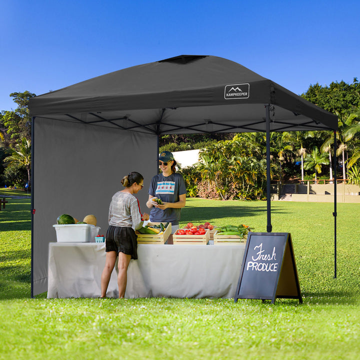 KAMPKEEPER 10x10 Pop Up Canopy Tent with 2 Sidewalls for Outdoor Use, Black