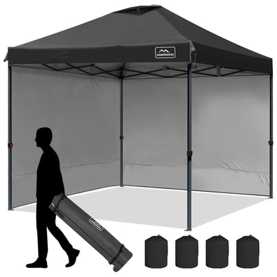 KAMPKEEPER 10x10 Pop Up Canopy Tent with 2 Sidewalls for Outdoor Use, Black - VMInnovations