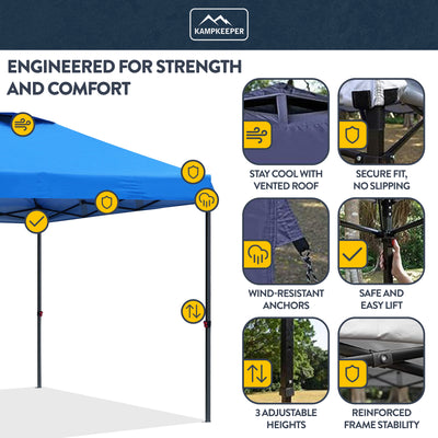 KAMPKEEPER 10x10 Pop Up Canopy Tent with 2 Sidewalls for Outdoor Use, (Open Box) - VMInnovations